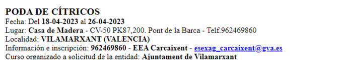 PODA DE CÍTRICOS (del 18 al 26 de abril 2023)